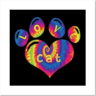 Love cat Tie Dye Pattern Posters and Art